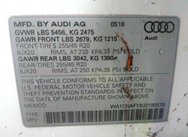 Photo 8 VIN: WA1CNAFYXJ2190570 - AUDI Q5 