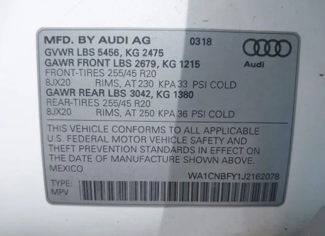 Photo 8 VIN: WA1CNBFY1J2162078 - AUDI Q5 