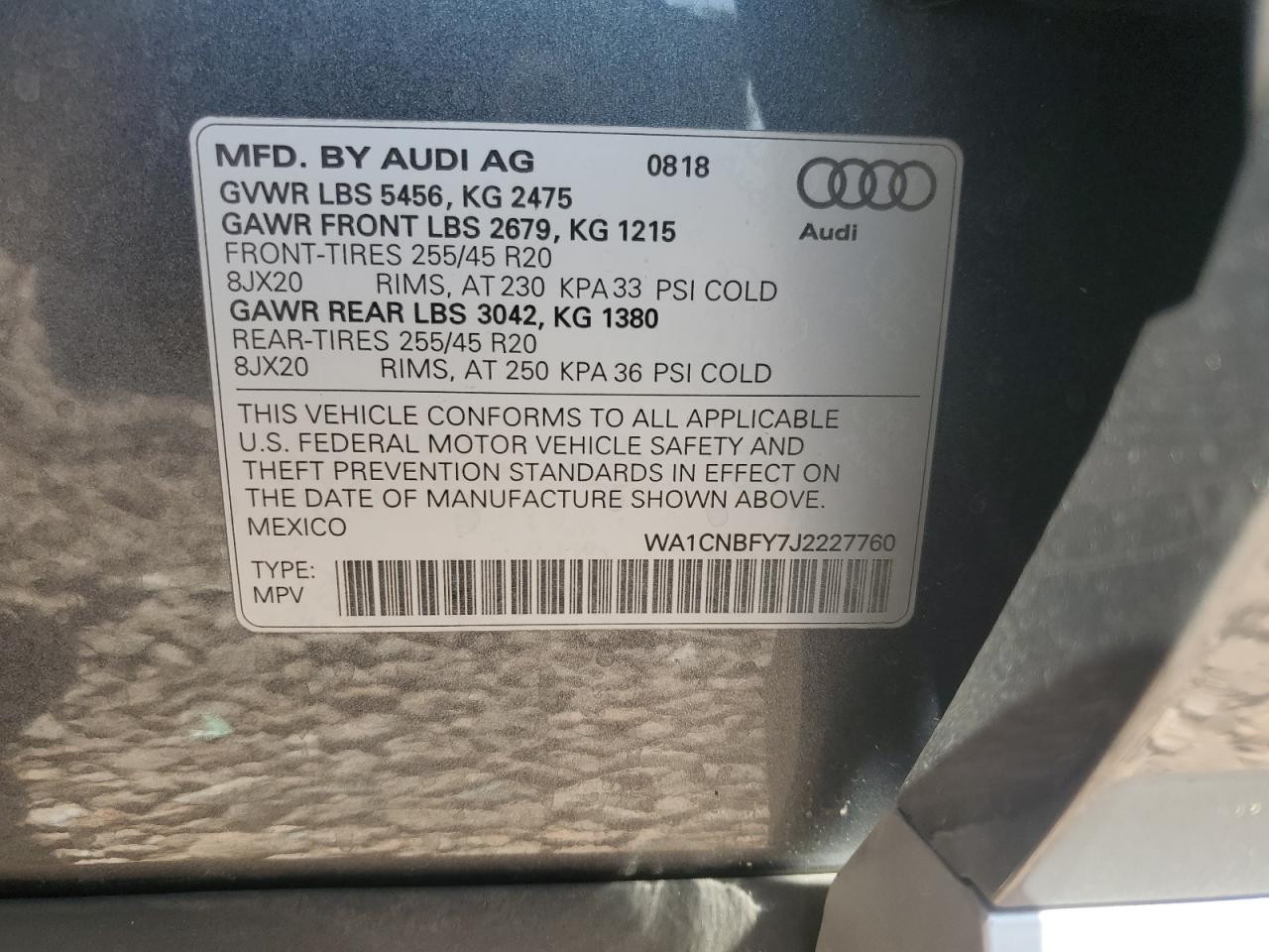 Photo 11 VIN: WA1CNBFY7J2227760 - AUDI Q5 