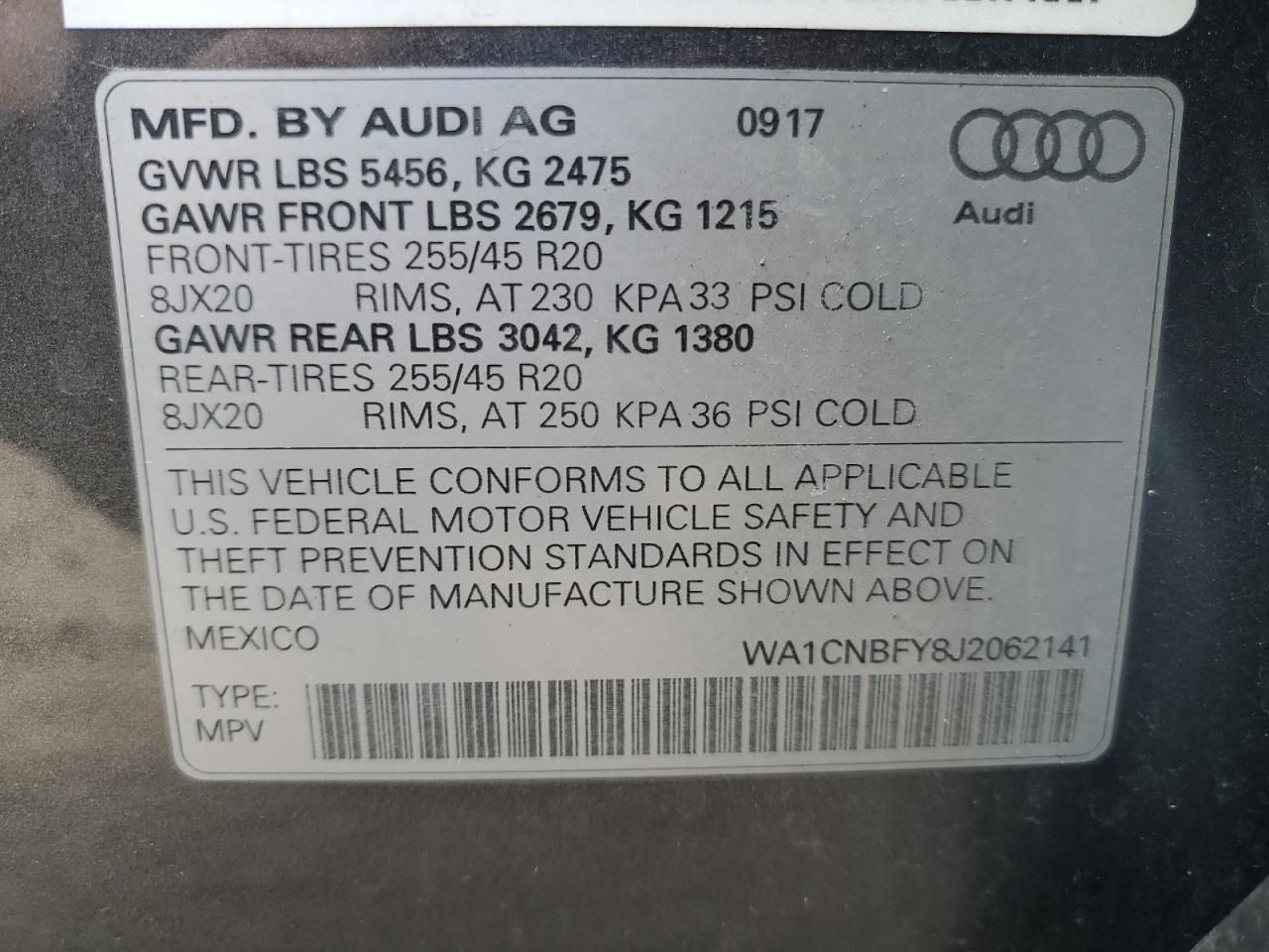 Photo 12 VIN: WA1CNBFY8J2062141 - AUDI Q5 