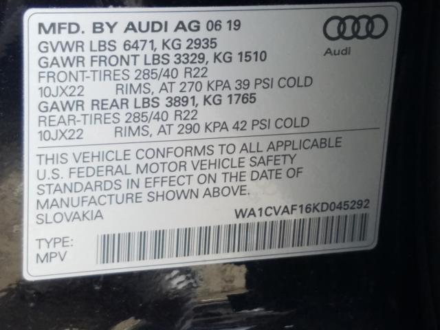 Photo 9 VIN: WA1CVAF16KD045292 - AUDI Q8 PRESTIG 