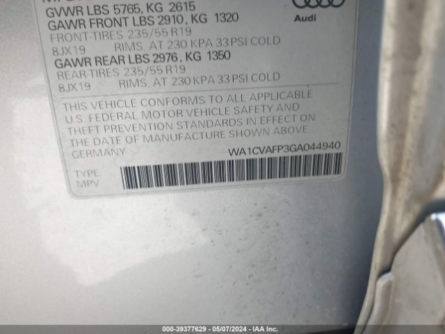 Photo 8 VIN: WA1CVAFP3GA044940 - AUDI Q5 