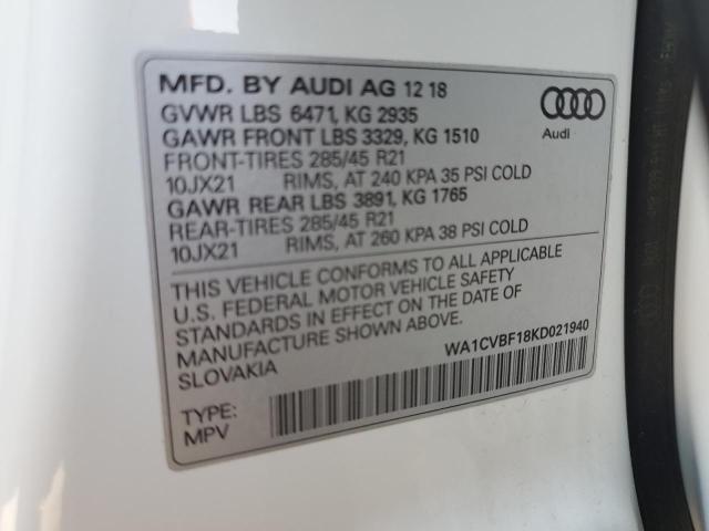 Photo 11 VIN: WA1CVBF18KD021940 - AUDI Q8 PRESTIG 