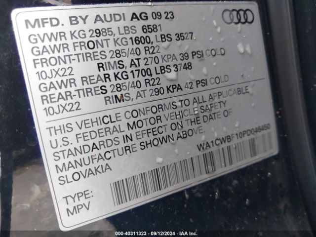 Photo 8 VIN: WA1CWBF10PD046450 - AUDI SQ8 