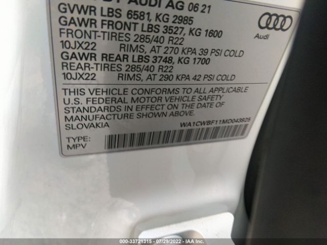 Photo 8 VIN: WA1CWBF11MD043925 - AUDI SQ8 