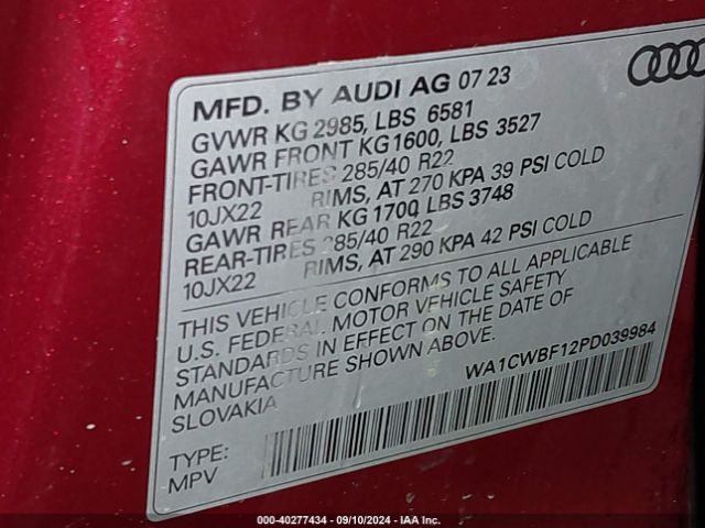 Photo 8 VIN: WA1CWBF12PD039984 - AUDI SQ8 