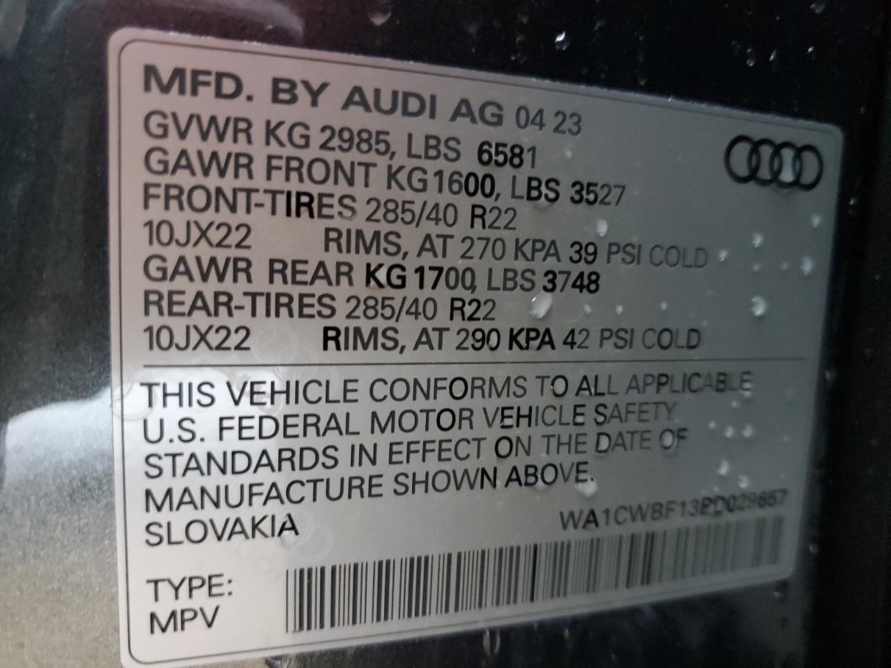 Photo 12 VIN: WA1CWBF13PD029657 - AUDI SQ8 