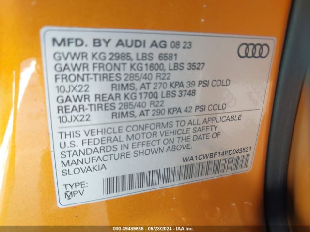 Photo 8 VIN: WA1CWBF14PD043521 - AUDI SQ8 