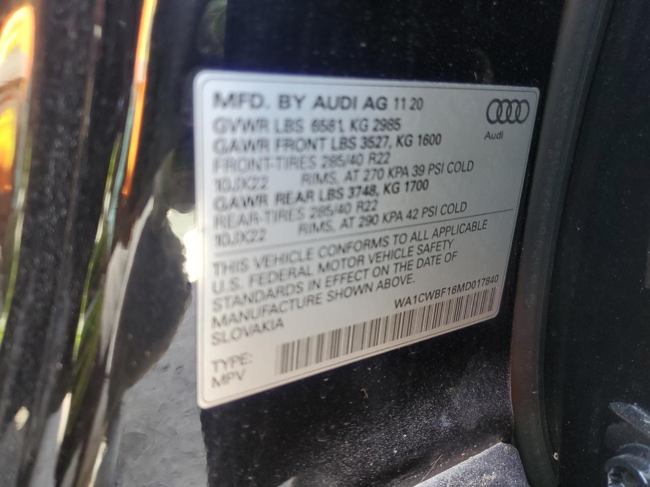 Photo 11 VIN: WA1CWBF16MD017840 - AUDI SQ8 