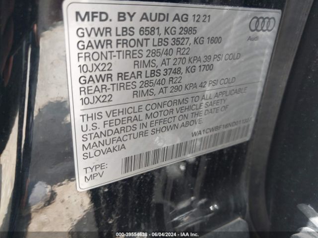 Photo 8 VIN: WA1CWBF16ND011327 - AUDI SQ8 