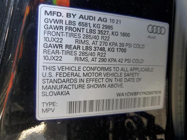 Photo 12 VIN: WA1CWBF17ND007576 - AUDI SQ8 