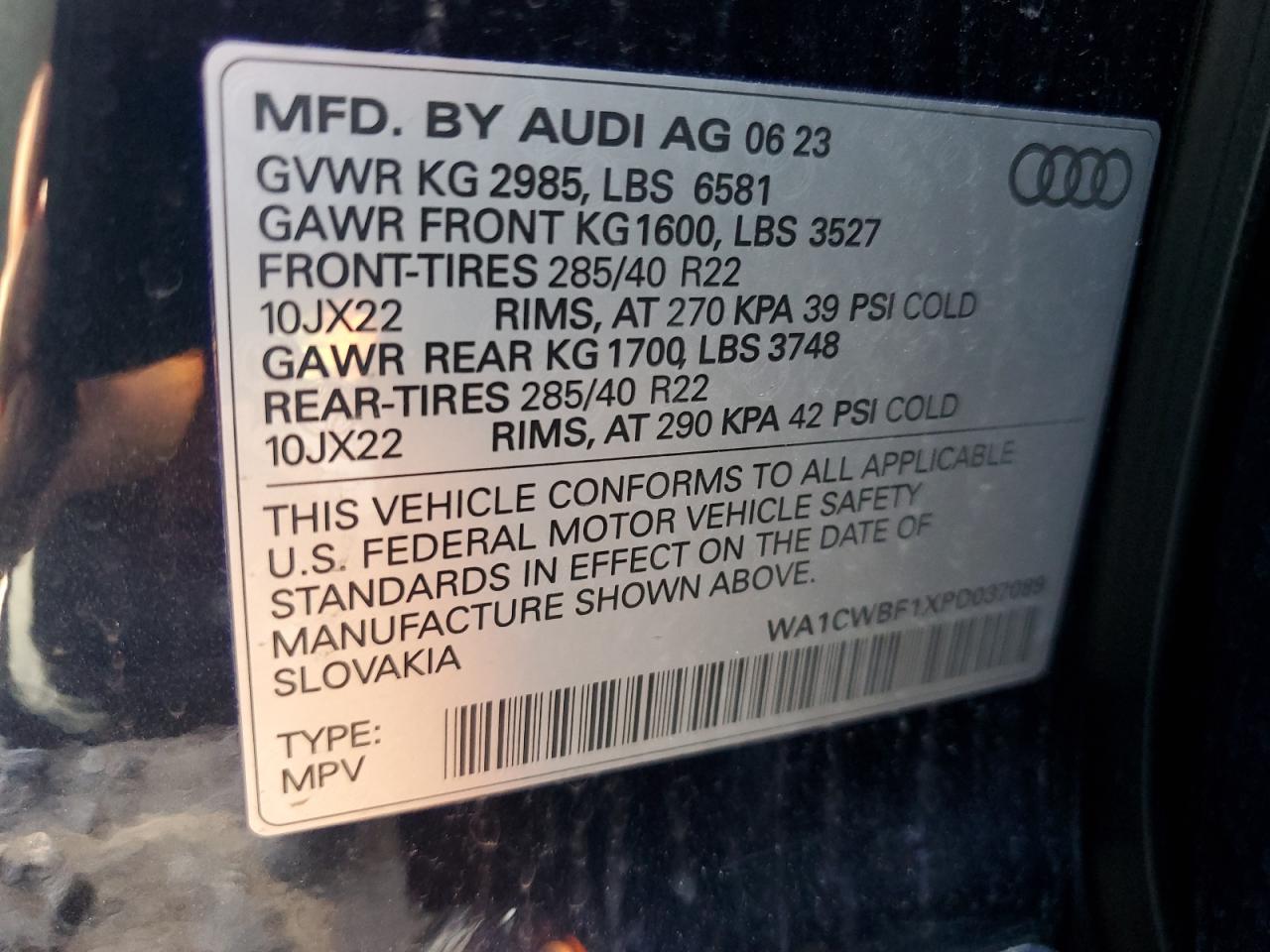 Photo 12 VIN: WA1CWBF1XPD037089 - AUDI SQ8 