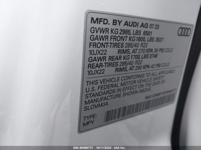 Photo 8 VIN: WA1CWBF1XPD040171 - AUDI SQ8 