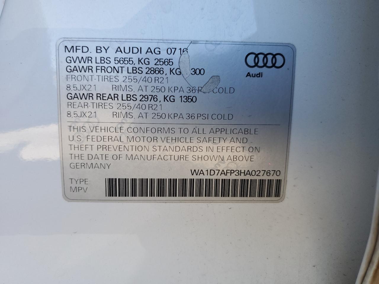 Photo 12 VIN: WA1D7AFP3HA027670 - AUDI Q5 