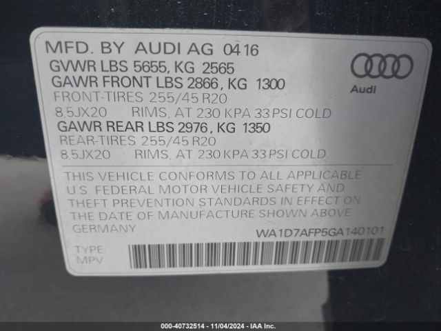 Photo 8 VIN: WA1D7AFP5GA140101 - AUDI Q5 