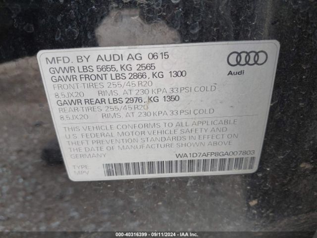 Photo 8 VIN: WA1D7AFP8GA007803 - AUDI Q5 