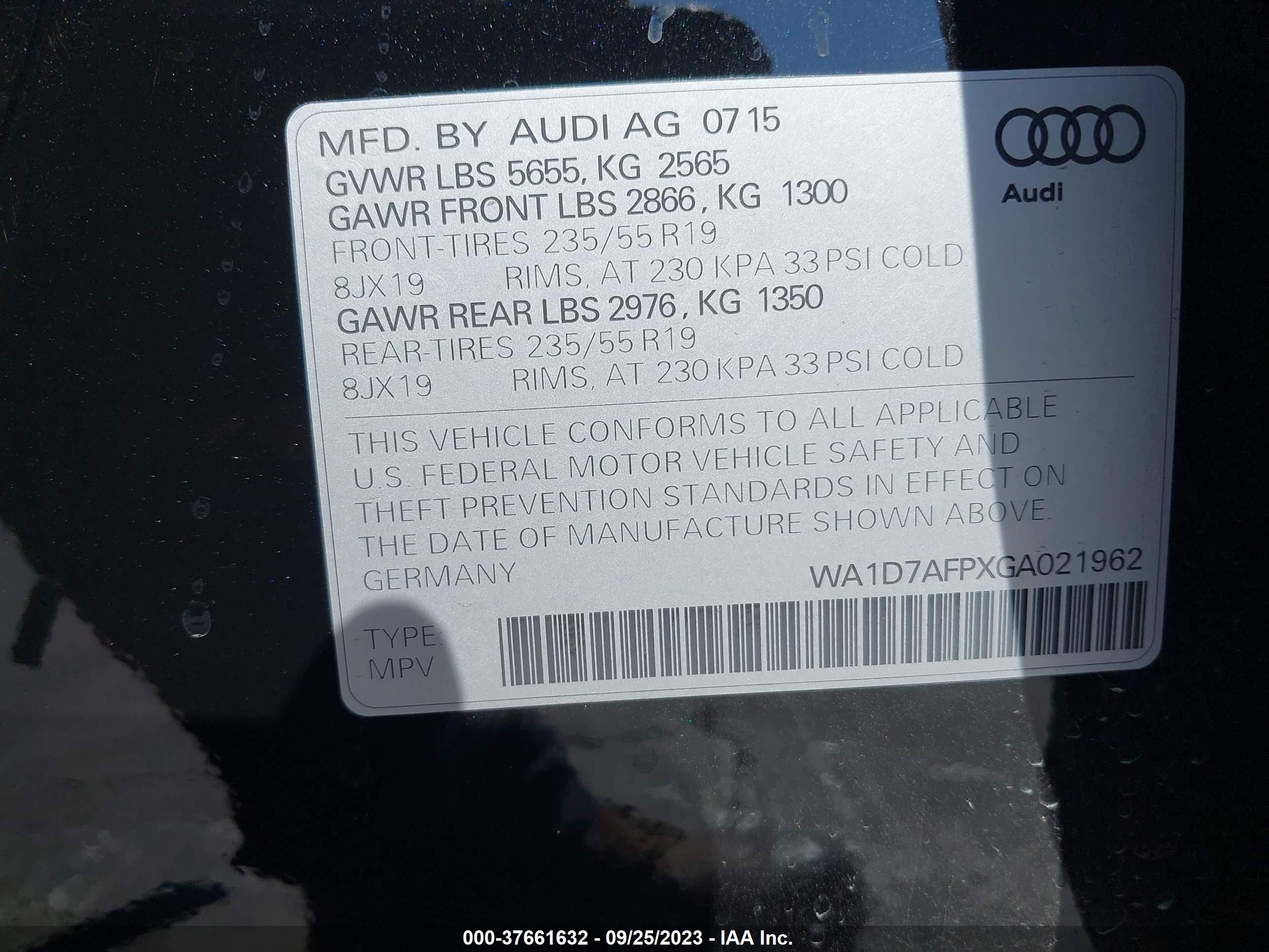 Photo 8 VIN: WA1D7AFPXGA021962 - AUDI Q5 