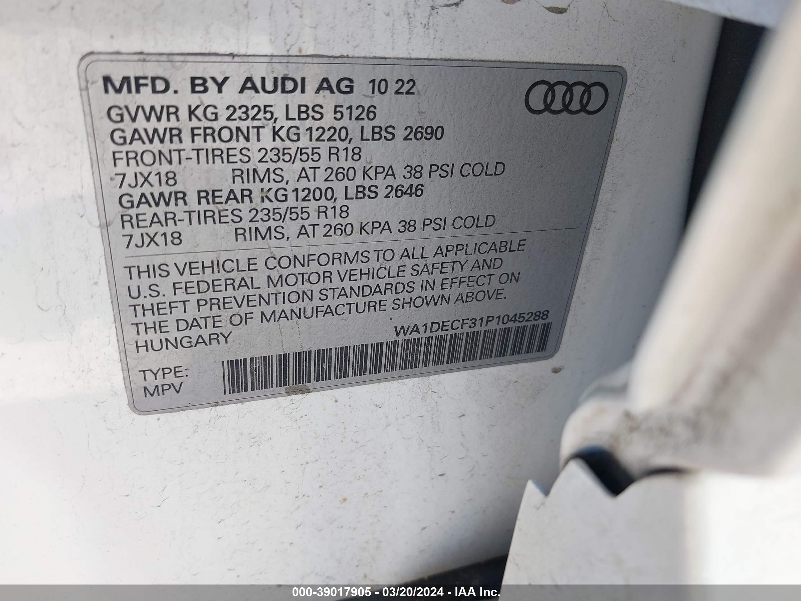 Photo 8 VIN: WA1DECF31P1045288 - AUDI Q3 