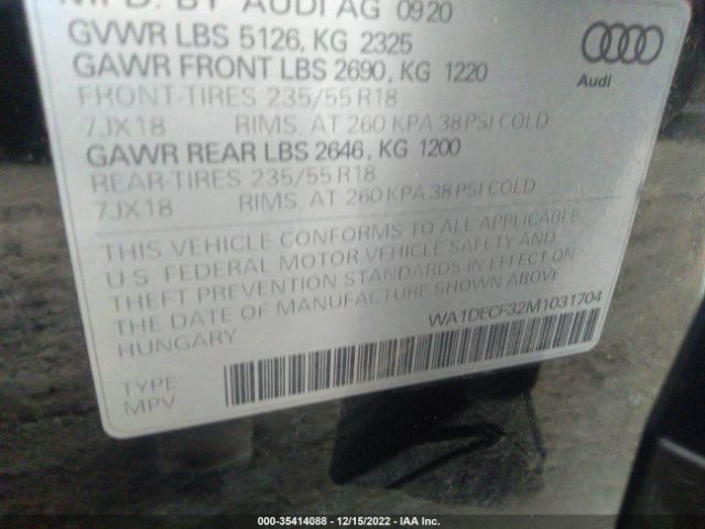 Photo 8 VIN: WA1DECF32M1031704 - AUDI Q3 