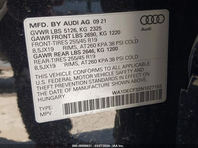 Photo 8 VIN: WA1DECF32N1027153 - AUDI Q3 