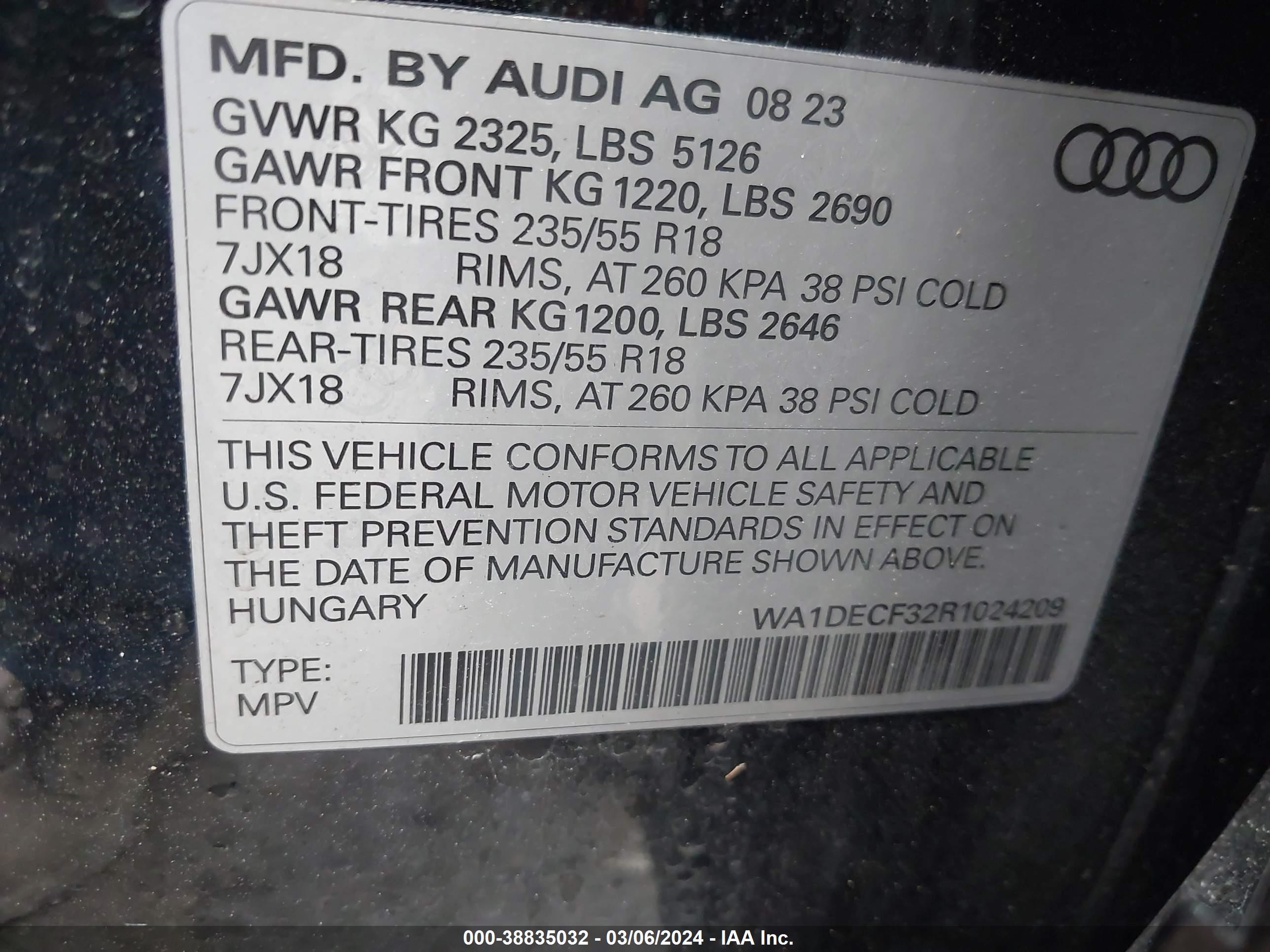 Photo 8 VIN: WA1DECF32R1024209 - AUDI Q3 