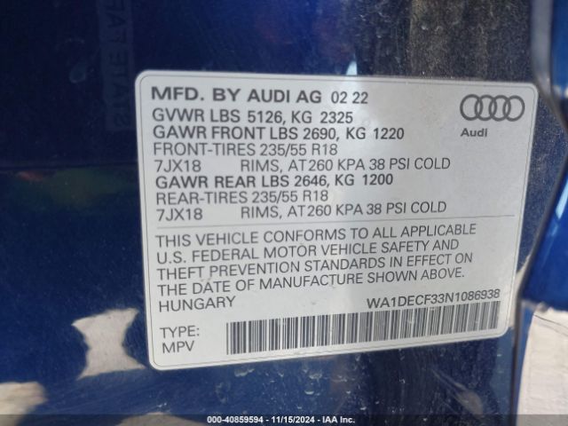 Photo 8 VIN: WA1DECF33N1086938 - AUDI Q3 