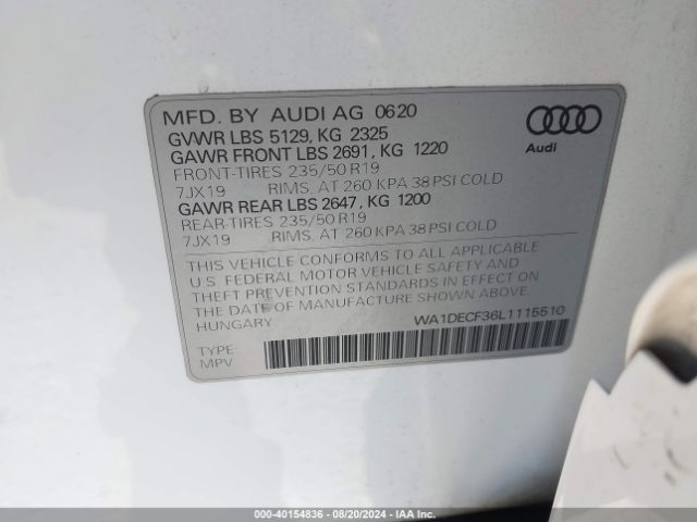 Photo 8 VIN: WA1DECF36L1115510 - AUDI Q3 