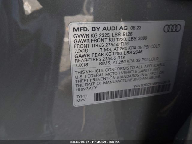 Photo 8 VIN: WA1DECF36P1023075 - AUDI Q3 