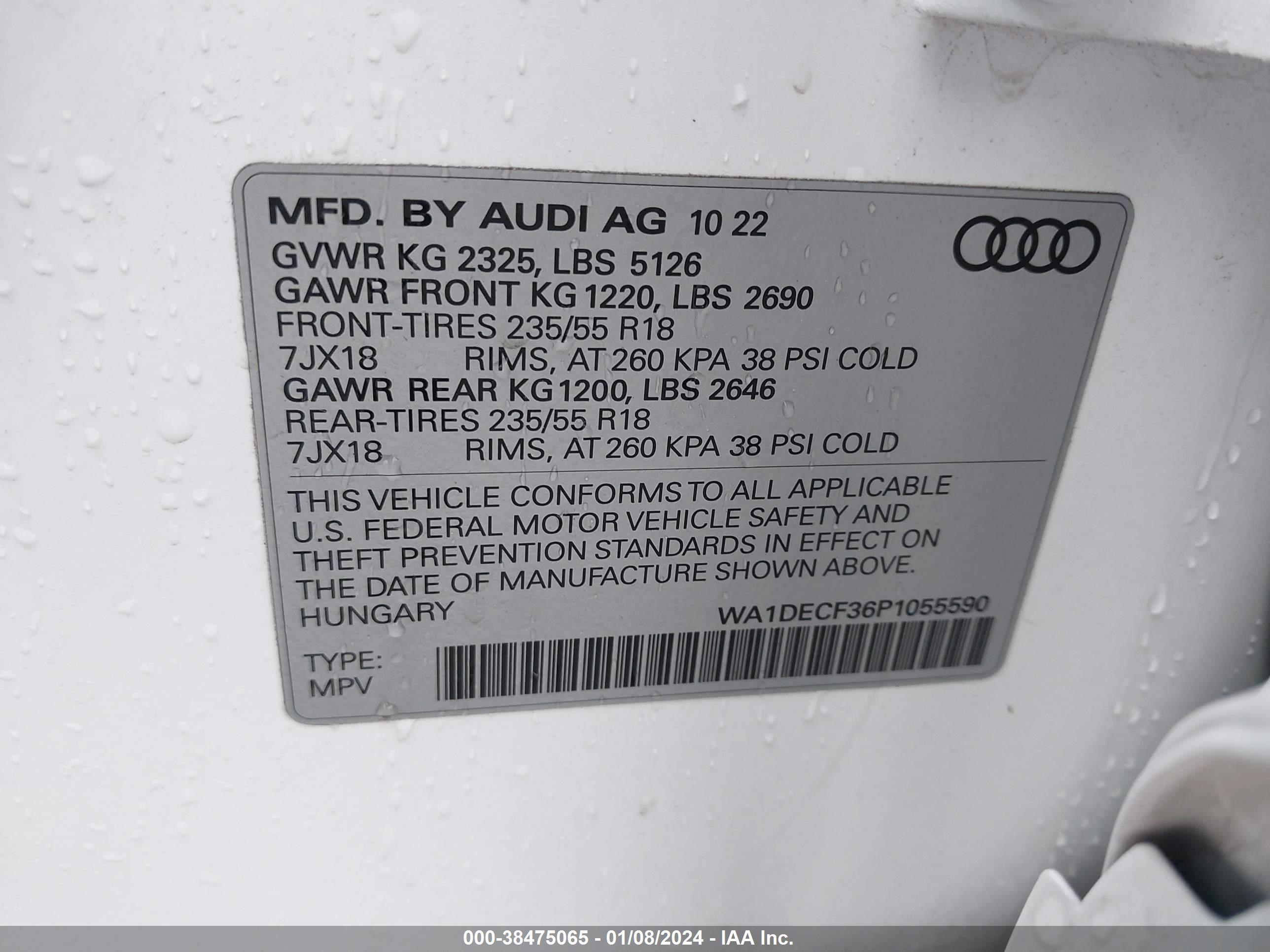 Photo 8 VIN: WA1DECF36P1055590 - AUDI Q3 