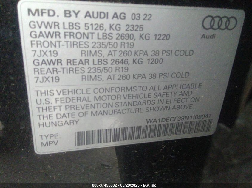 Photo 8 VIN: WA1DECF38N1109047 - AUDI Q3 