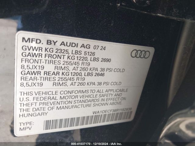 Photo 8 VIN: WA1DECF38R1192839 - AUDI Q3 