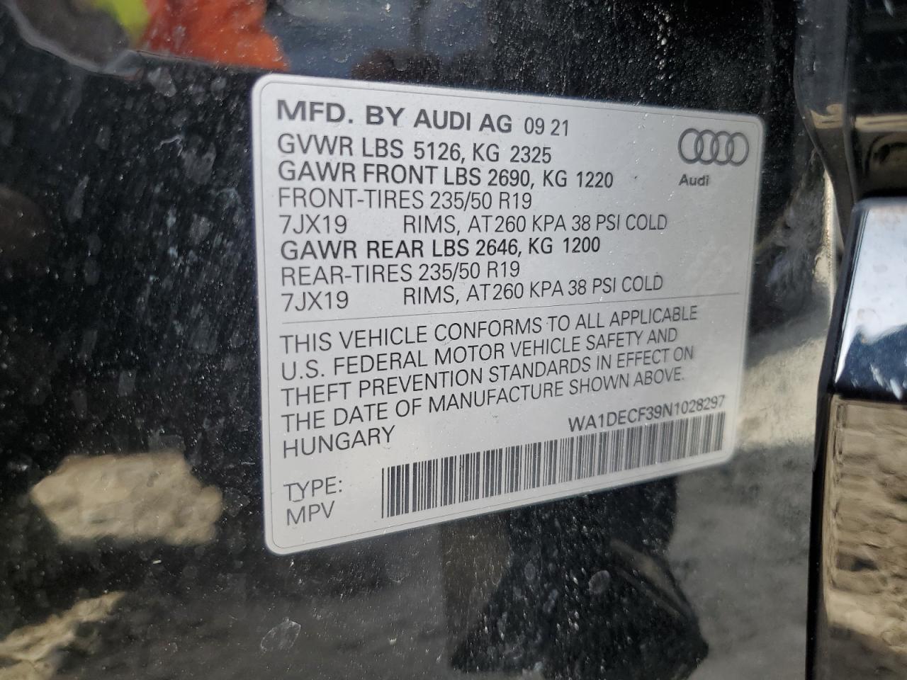 Photo 12 VIN: WA1DECF39N1028297 - AUDI Q3 