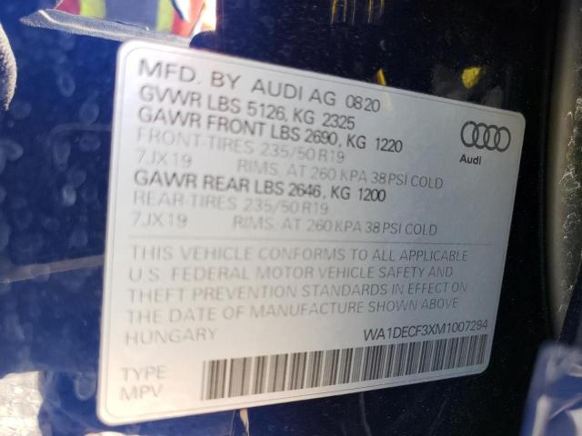 Photo 9 VIN: WA1DECF3XM1007294 - AUDI Q3 PREMIUM 