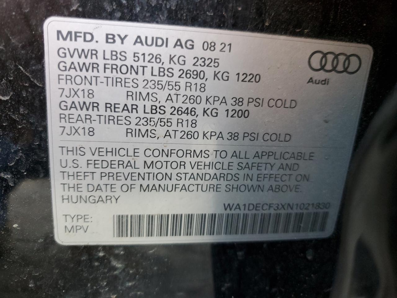 Photo 13 VIN: WA1DECF3XN1021830 - AUDI Q3 