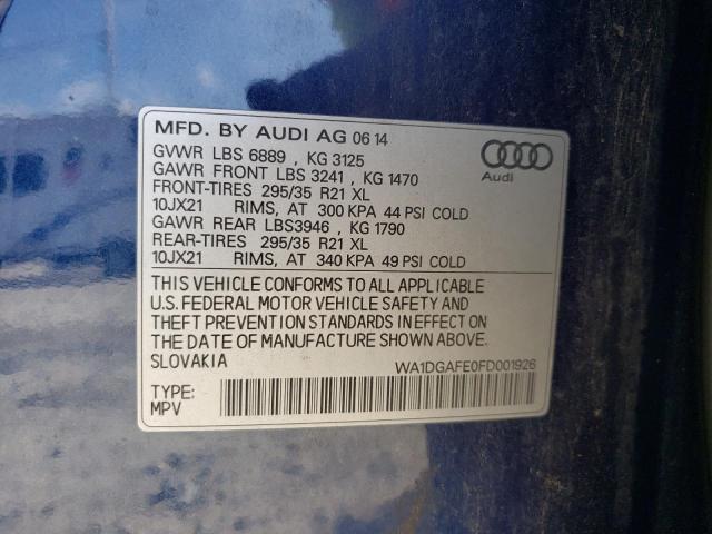 Photo 9 VIN: WA1DGAFE0FD001926 - AUDI Q7 PRESTIG 