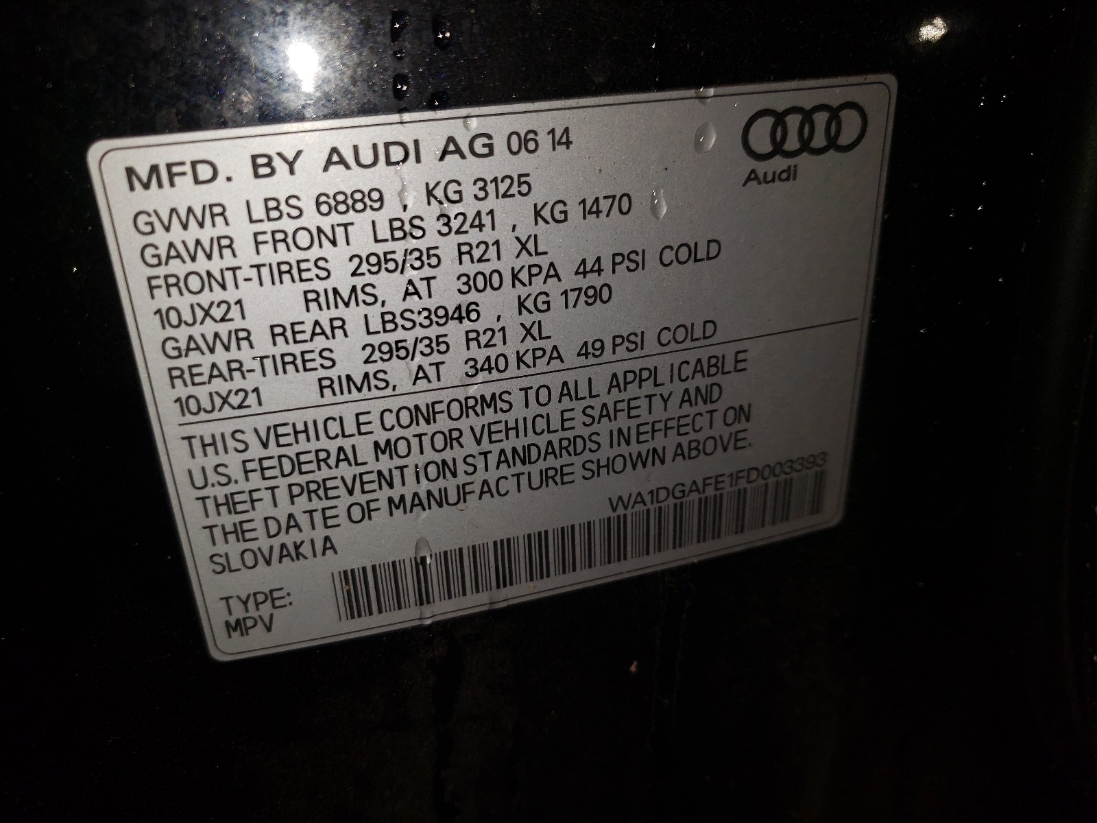 Photo 9 VIN: WA1DGAFE1FD003393 - AUDI Q7 PRESTIG 