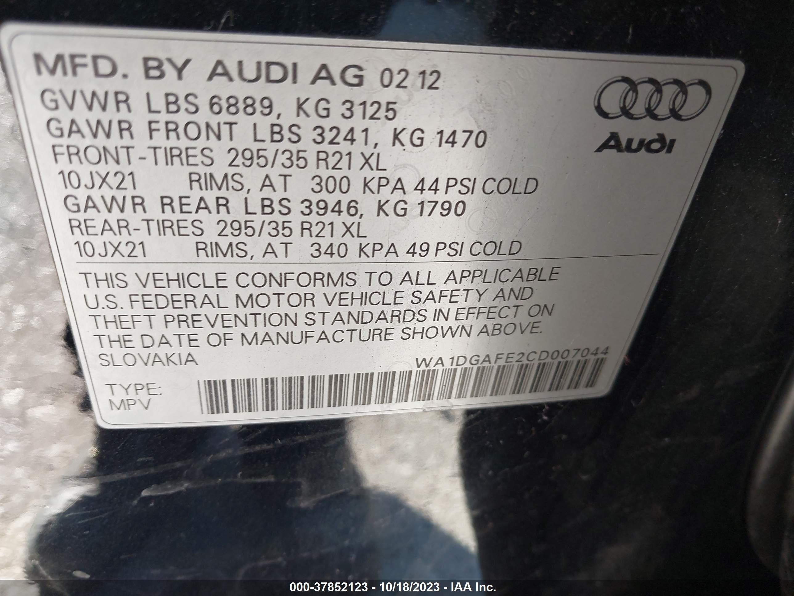 Photo 8 VIN: WA1DGAFE2CD007044 - AUDI Q7 