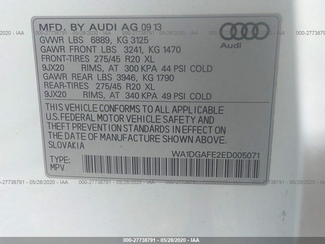 Photo 8 VIN: WA1DGAFE2ED005071 - AUDI Q7 