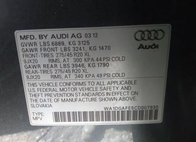 Photo 8 VIN: WA1DGAFE5CD007930 - AUDI Q7 