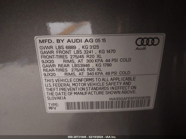 Photo 8 VIN: WA1DGAFE5FD028295 - AUDI Q7 