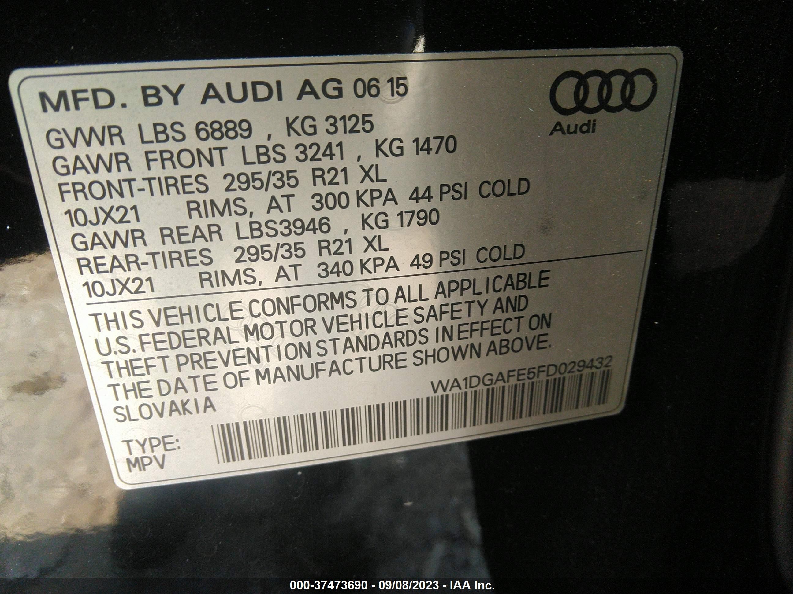 Photo 8 VIN: WA1DGAFE5FD029432 - AUDI Q7 