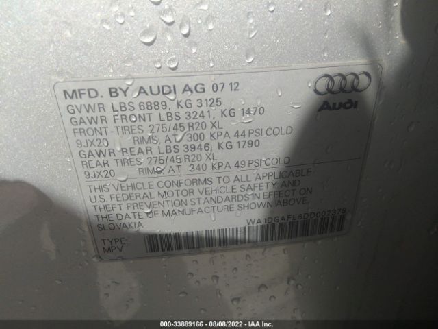 Photo 8 VIN: WA1DGAFE6DD002379 - AUDI Q7 