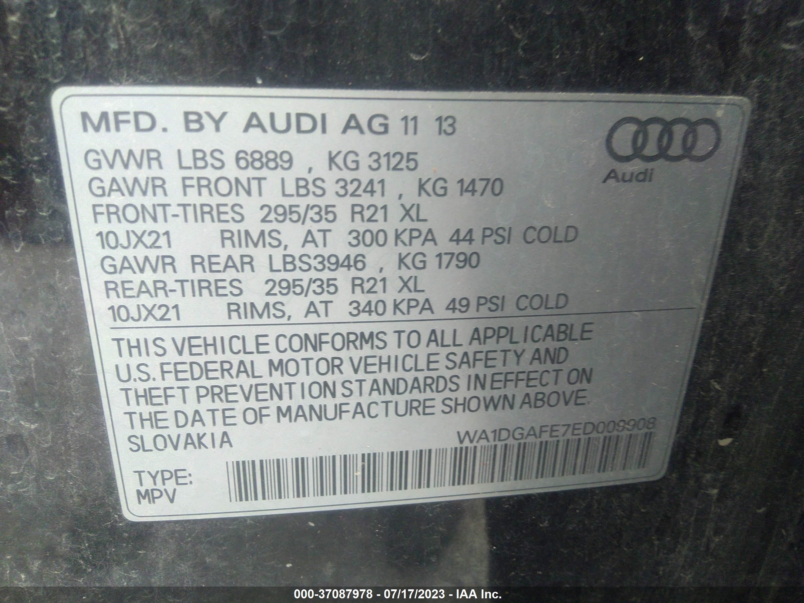 Photo 8 VIN: WA1DGAFE7ED009908 - AUDI Q7 