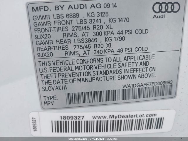 Photo 8 VIN: WA1DGAFE7FD006993 - AUDI Q7 