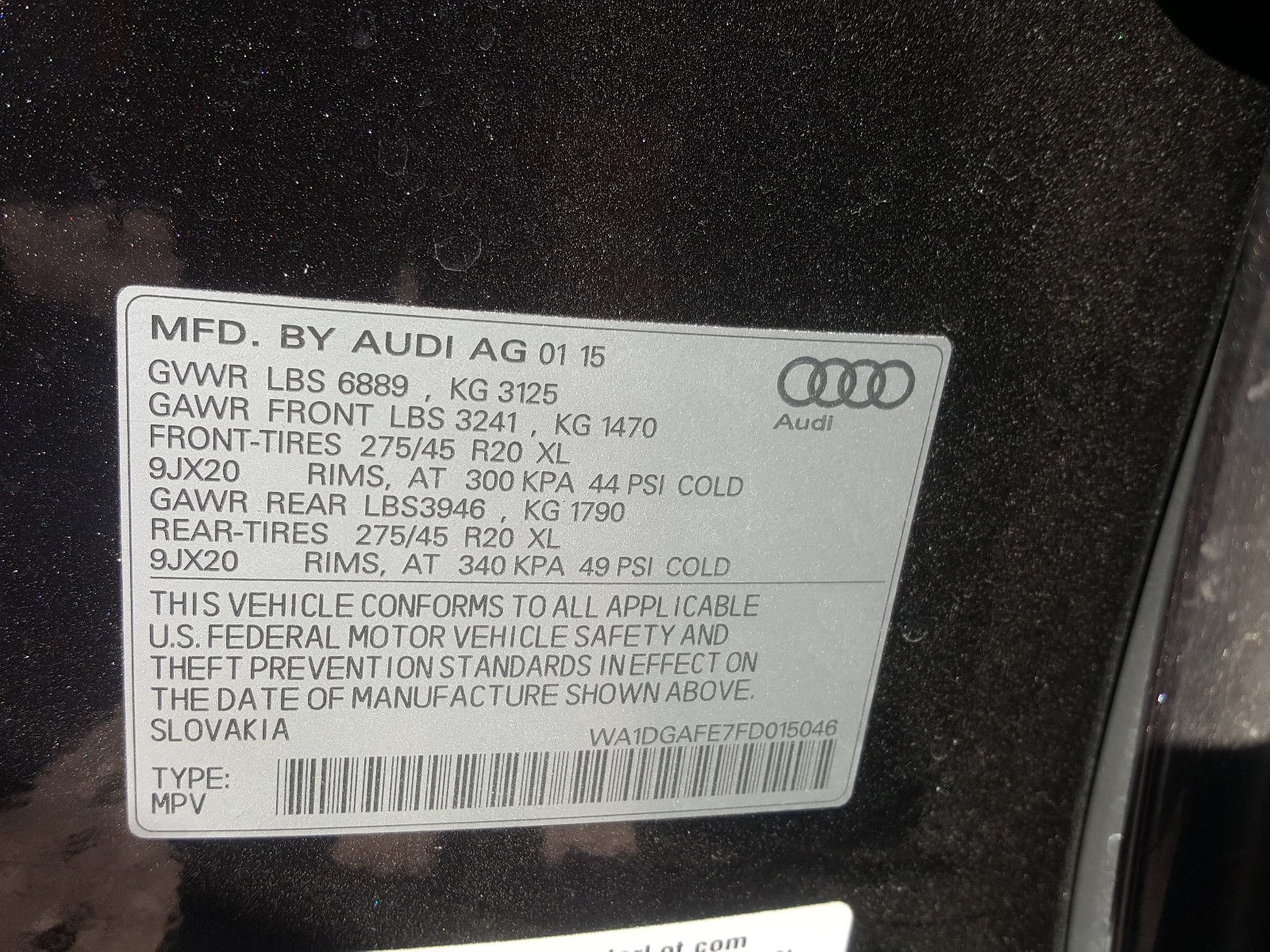 Photo 9 VIN: WA1DGAFE7FD015046 - AUDI Q7 PRESTIG 