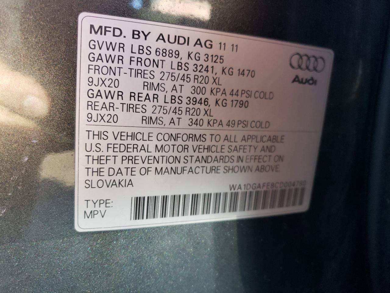 Photo 12 VIN: WA1DGAFE8CD004780 - AUDI Q7 