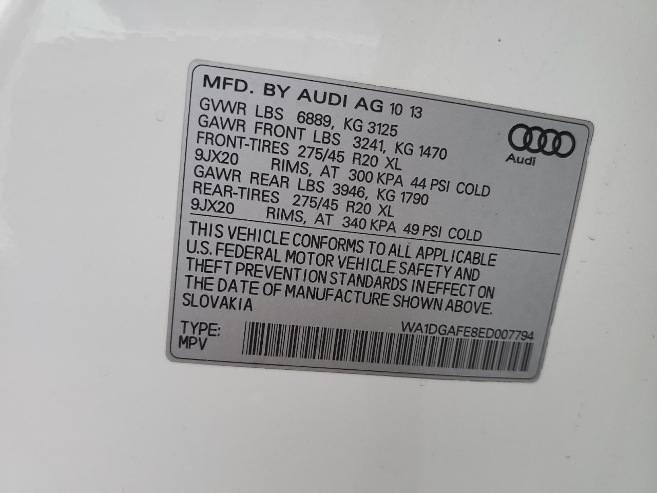 Photo 12 VIN: WA1DGAFE8ED007794 - AUDI Q7 