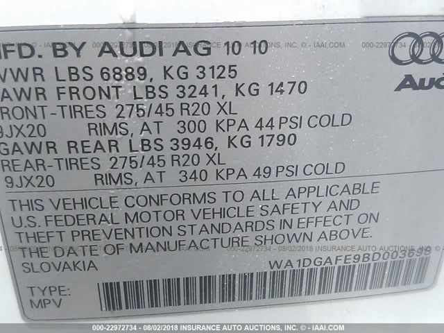 Photo 8 VIN: WA1DGAFE9BD003698 - AUDI Q7 