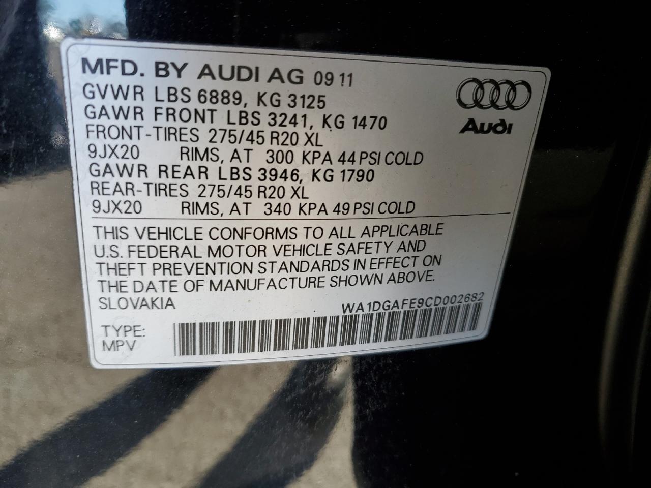 Photo 11 VIN: WA1DGAFE9CD002682 - AUDI Q7 