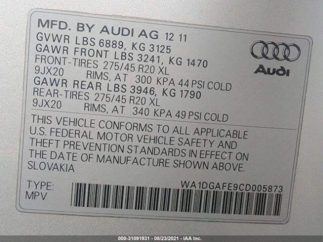 Photo 8 VIN: WA1DGAFE9CD005873 - AUDI Q7 